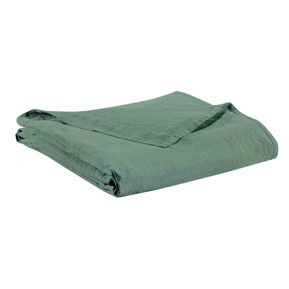 Drap plat stonewashed zephyr vert de gris 240 x 300 cm