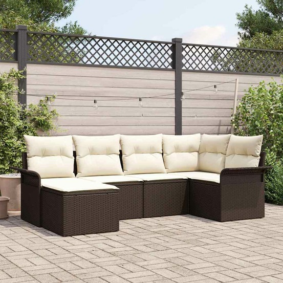 Ensemble de canapé de jardin 6 pcs marron poly rotin