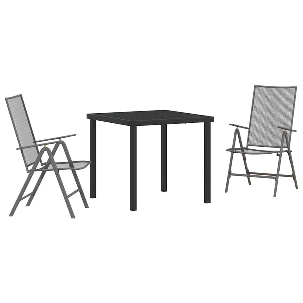 Ensemble de salle à manger pour jardin 3 pcs anthracite
