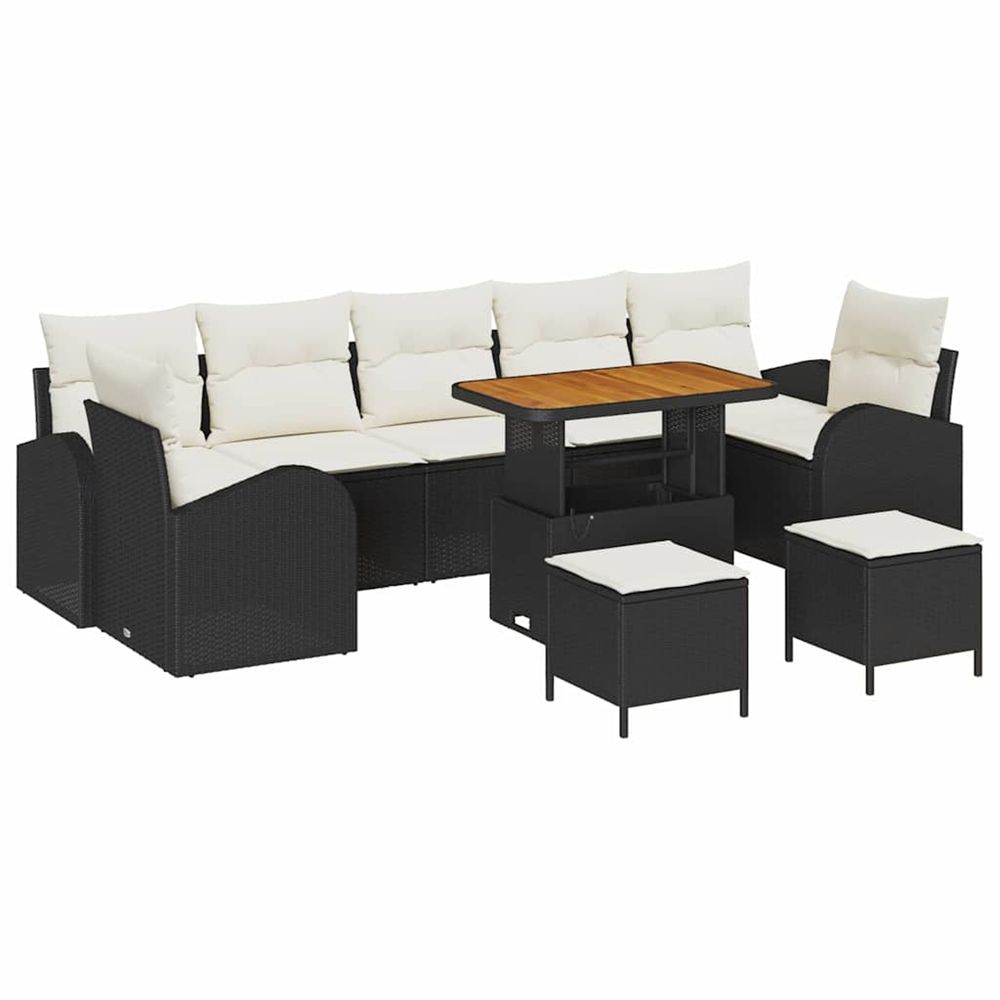 Ensemble de canapé de jardin 10 pc noir polyrotin