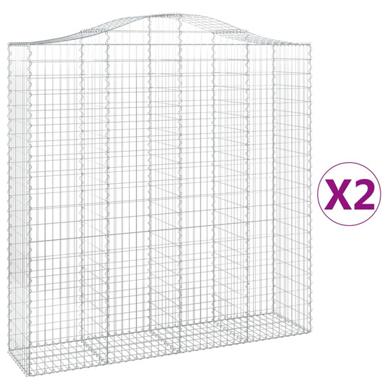 Paniers à gabions arqués 2 pcs 200x50x200/220 cm fer galvanisé