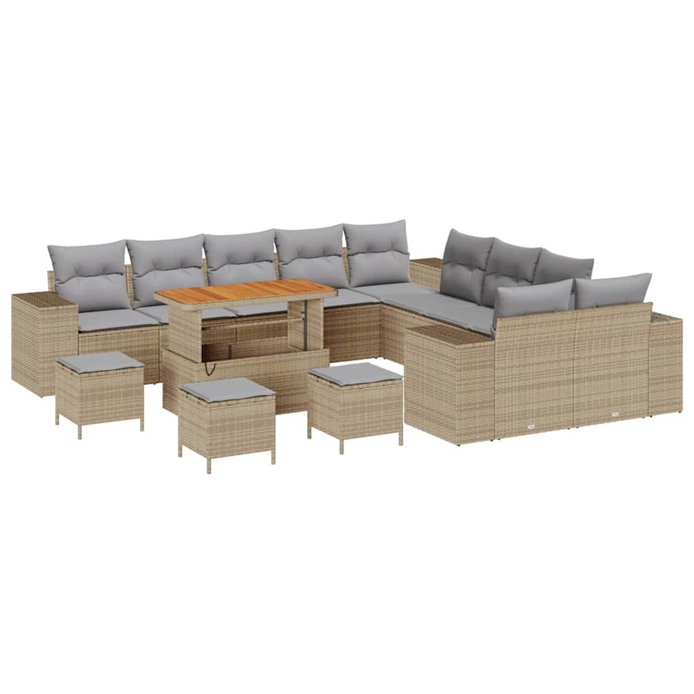 Ensemble de canapé de jardin 14 pc beige polyrotin