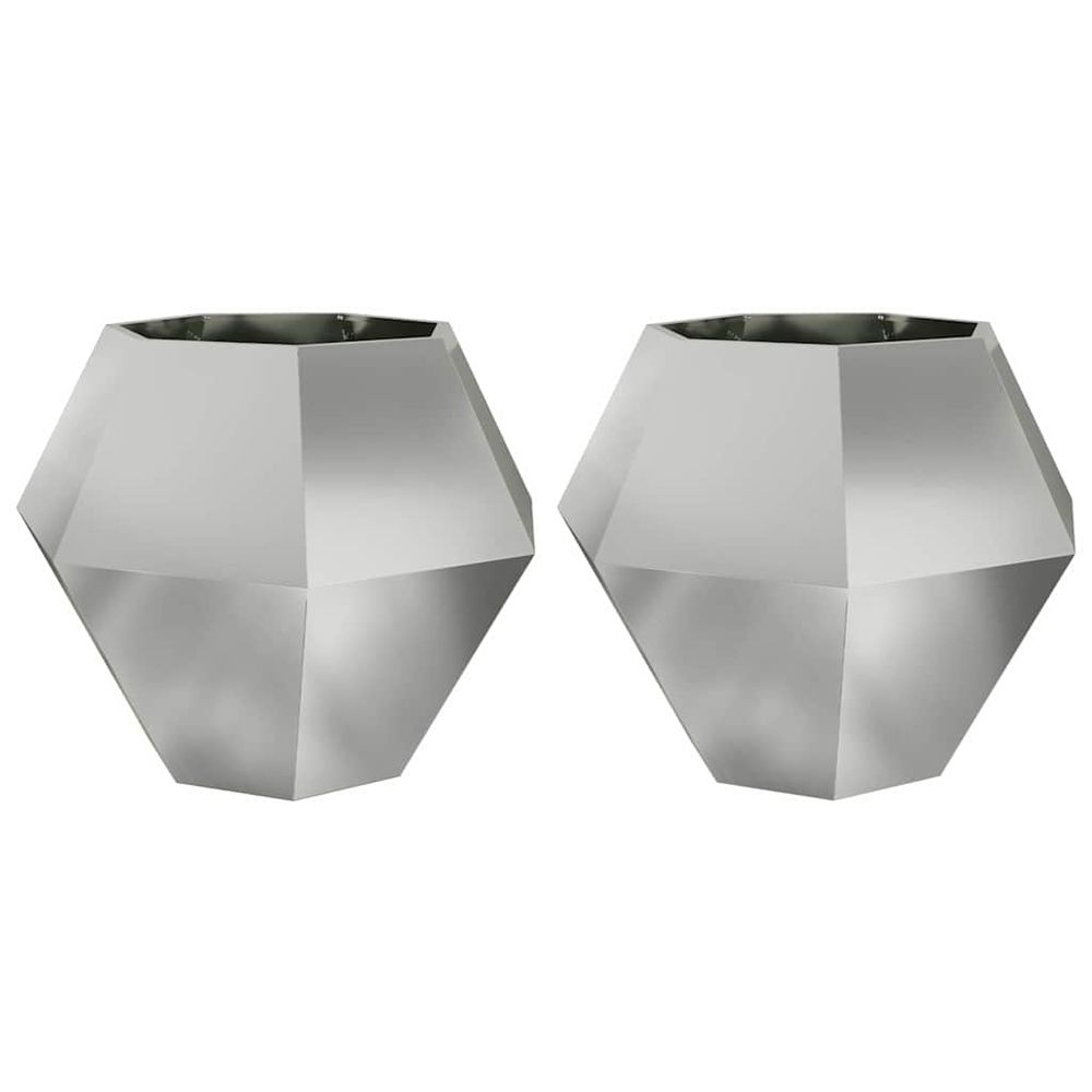 Jardinière 2 pc argenté 100 x 100 x 80 cm acier galvanisé