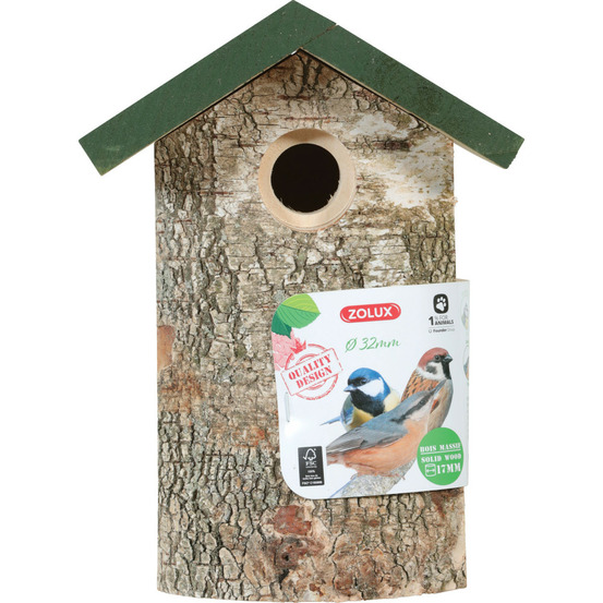Nichoir en bois massif entrée ø32 mm pour oiseaux moineaux