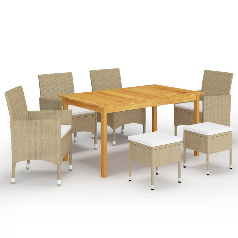 Ensemble à manger de jardin 7 pcs beige