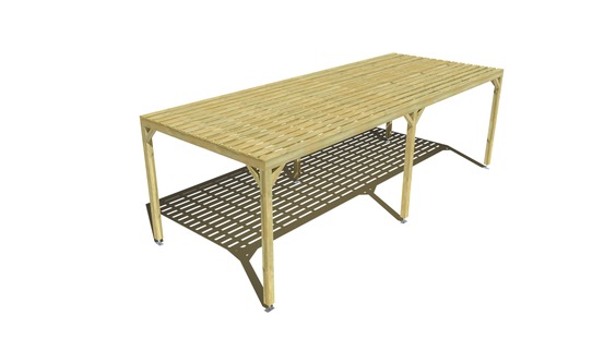 Pergola bois • 8m x 3m • indépendante • sens profondeur • platelage bois • livraison comprise