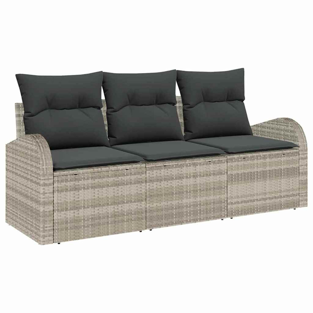 Ensemble de canapé de jardin 3 pcs gris clair poly rotin