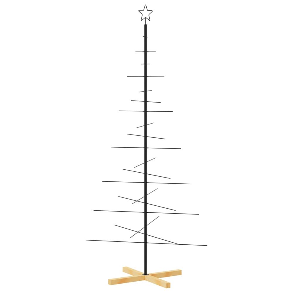 Arbre de noël en métal avec base en bois noir 180 cm