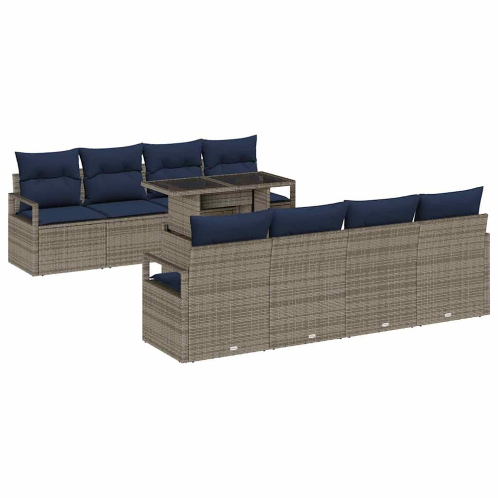 Ensemble de canapé de jardin 7 pcs gris et bleu marine