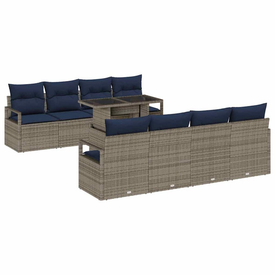 Ensemble de canapé de jardin 7 pcs gris et bleu marine