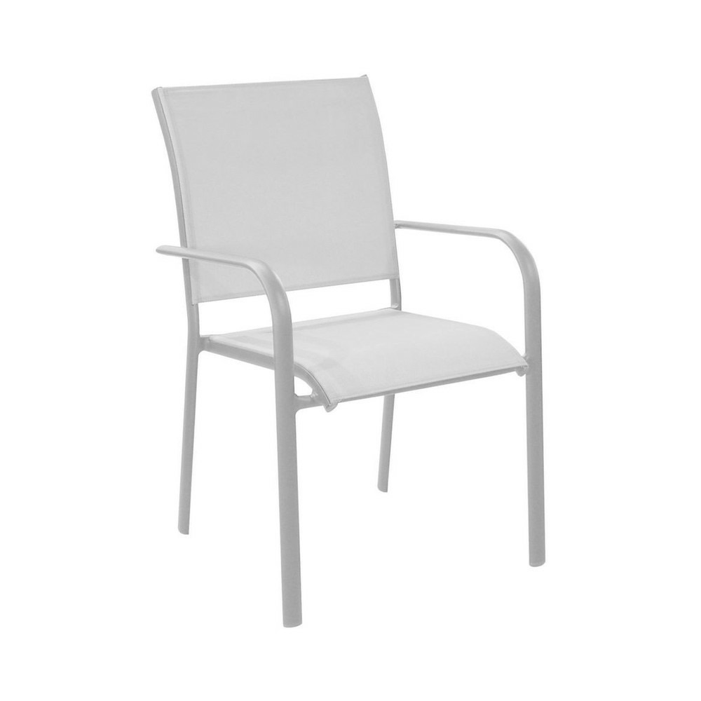 Lot de 6 fauteuils de jardin empilables elégance - blanc - toile tpep - aluminium