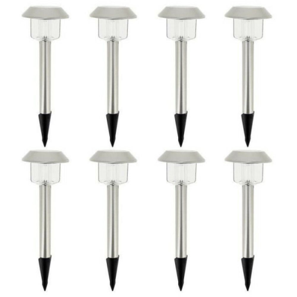 Lot de 8 balises solaires led blanc froid - alesia - - métal - extérieur