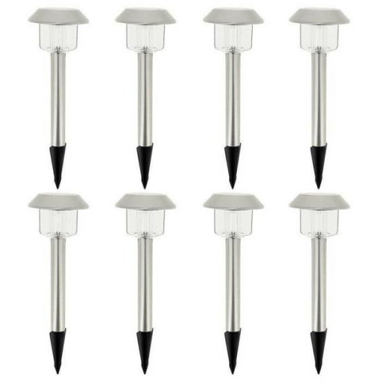 Lot de 8 balises solaires led blanc froid - alesia - - métal - extérieur