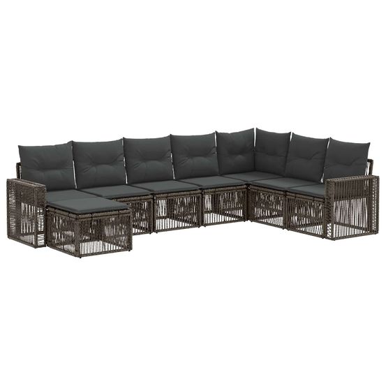 Ensemble de canapé de jardin 8 pc gris et gris foncé polyrotin