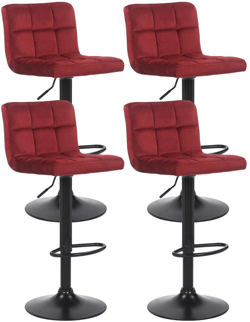 Lot de 4 tabourets de bar feni velours