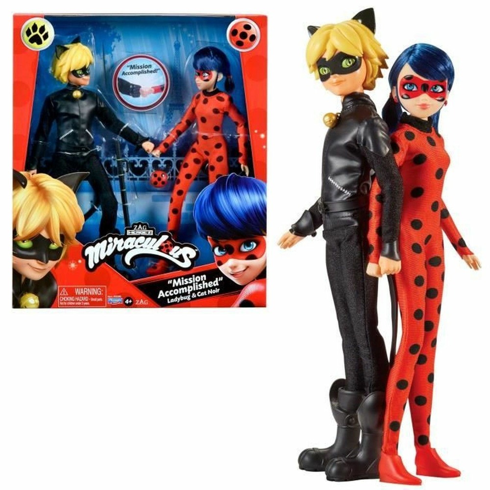 2 poupées mannequin 26 cm miraculous ladybug - revivez les aventures de ladybug et chat noir