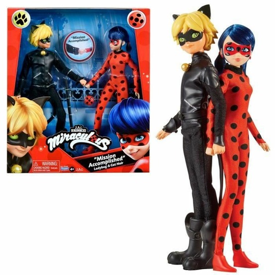 2 poupées mannequin 26 cm miraculous ladybug - revivez les aventures de ladybug et chat noir