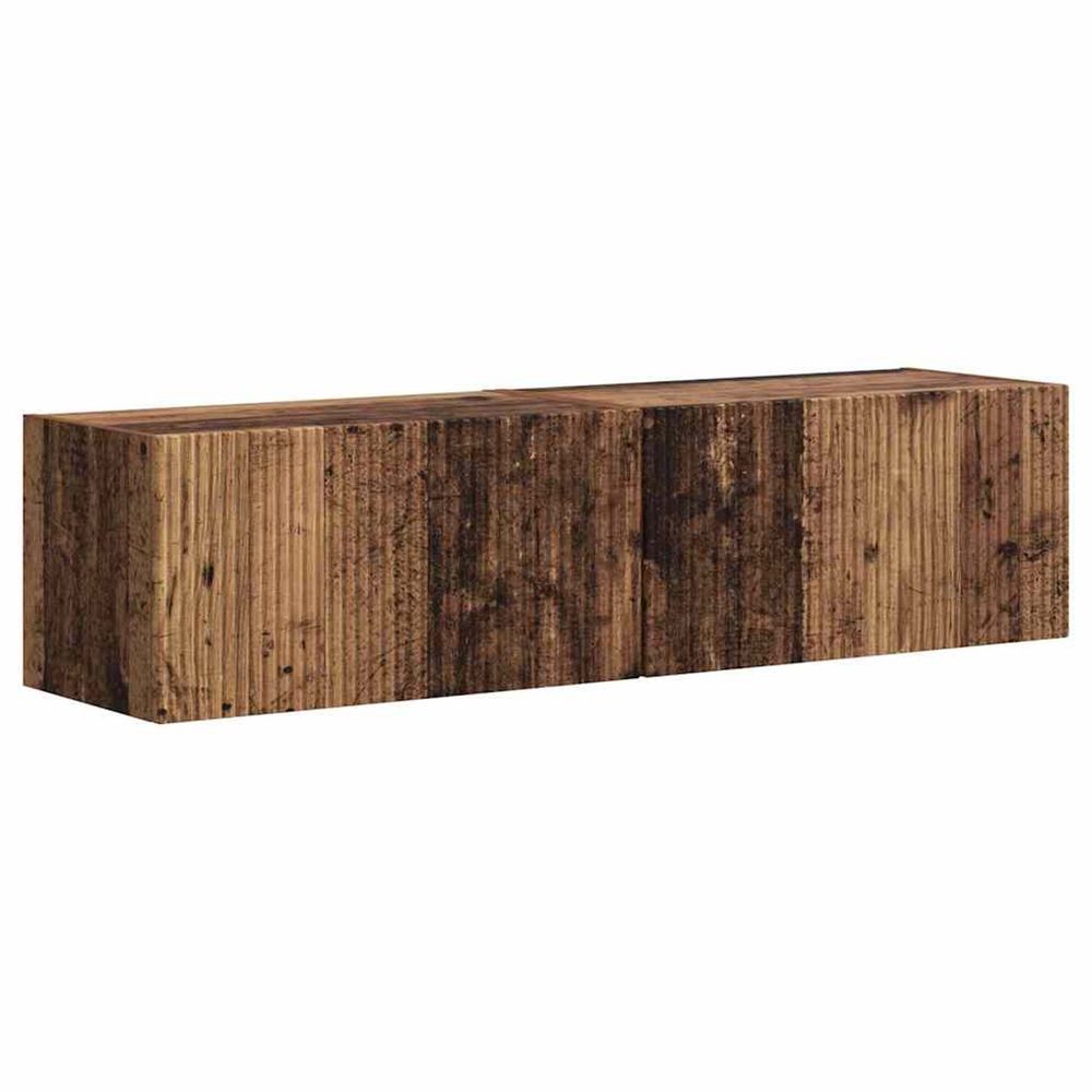 Meuble tv mural 2 pc bois ancien bois d'ingénierie