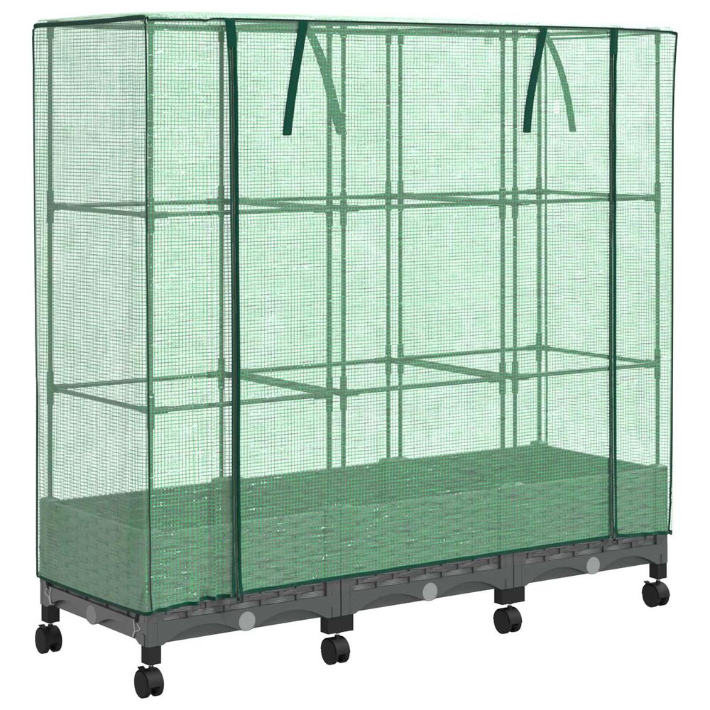 Jardinière d'extérieur de jardin avec couverture de serre et roues 3 pc pp