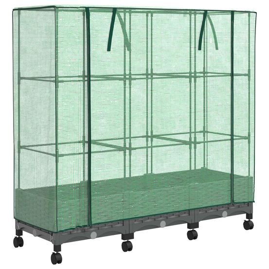 Jardinière d'extérieur de jardin avec couverture de serre et roues 3 pc pp