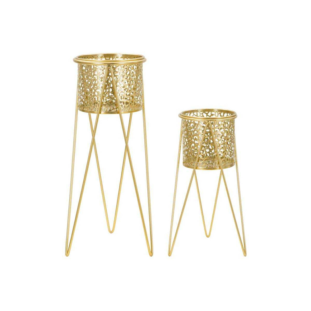 Support à plantes en métal glod (lot de 2)