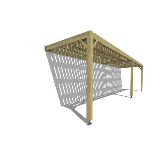 Pergola bois • 9m x 2m • adossée • sens largeur • platelage bois • livraison comprise