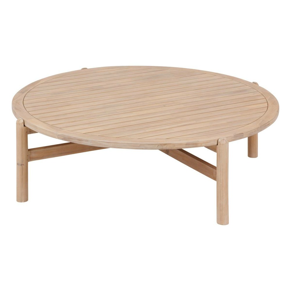 Table basse de jardin ronde "deona" 120x38cm en acacia certifié fsc