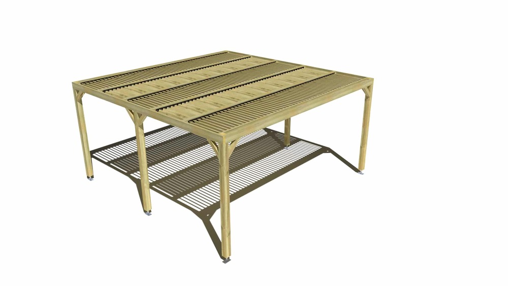 Pergola bois • 5m x 5m • indépendante • sens largeur • lames orientables bioclimatiques incluses • livraison comprise