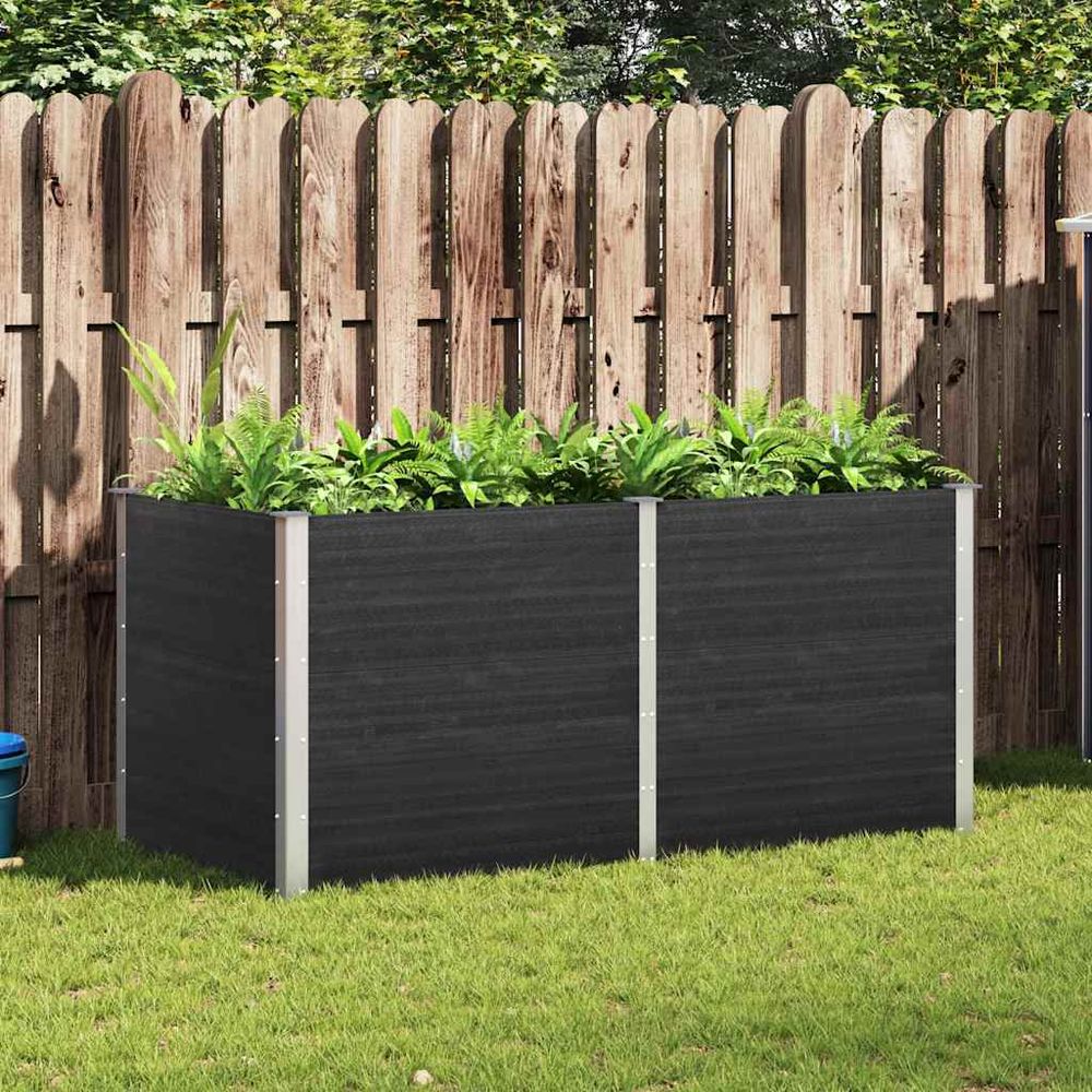 Très grand potager surélevé composite wpc et acier pour jardin gris 200x100x91cm