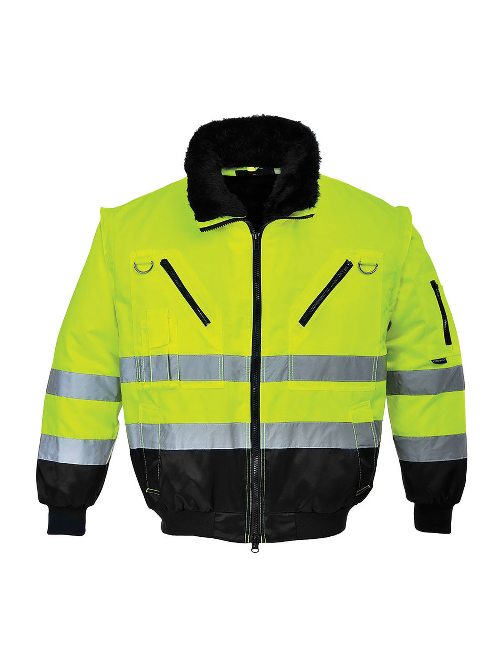 Blouson pilote 3 en 1 haute visibilité couleur : jaune/noir taille l - portwest