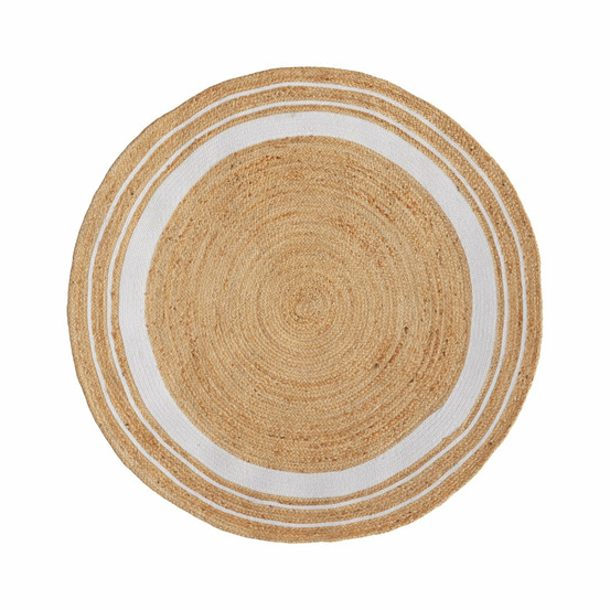 Anaïs-tapis rond en jute naturel et blanc d150 cm