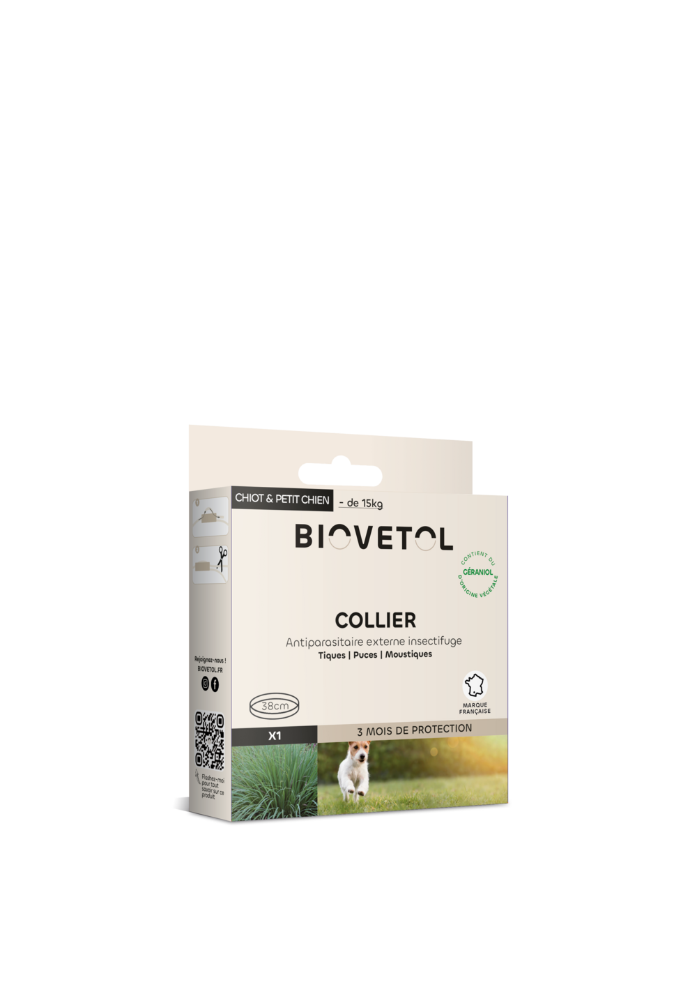 Collier anti puces petit chien- antiparasitaire- origine végétale - 1 collier