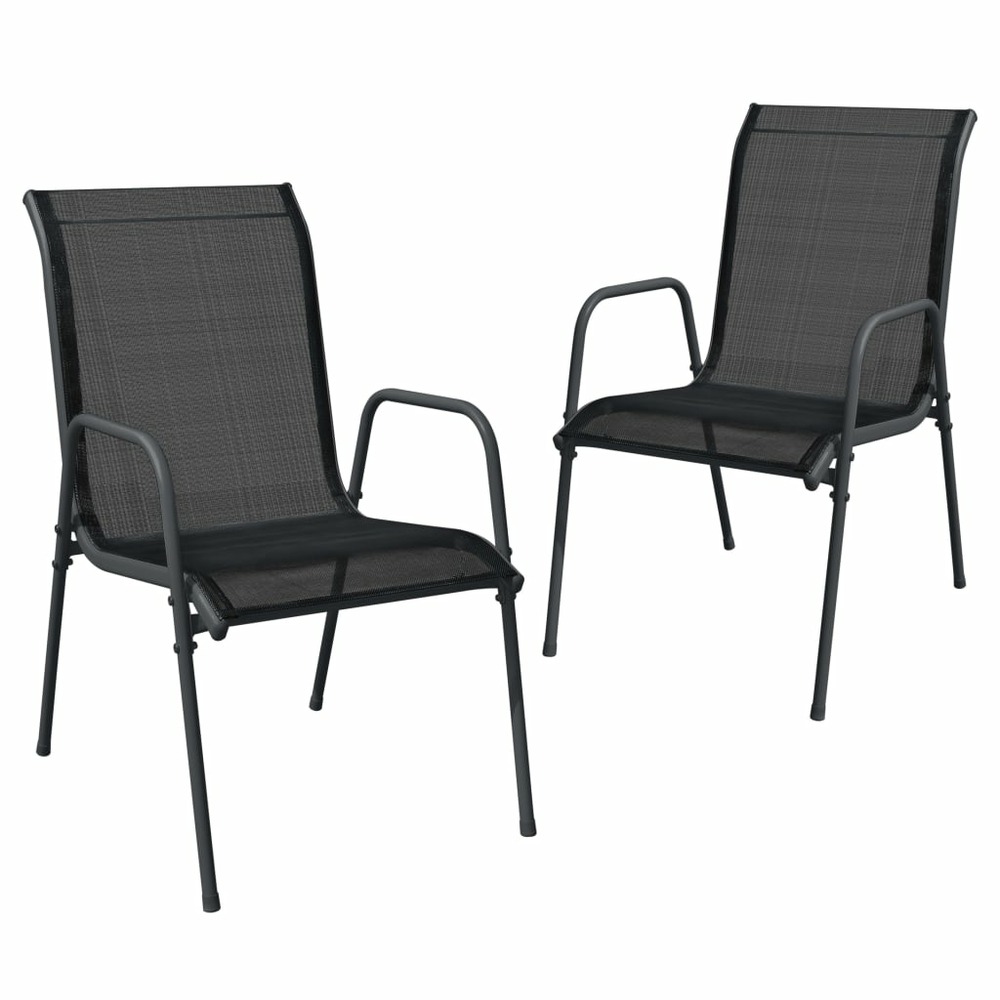 Chaises de jardin lot de 2 acier et textilène noir