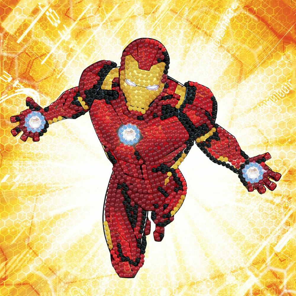 Carte crystal art à diamanter - ironman - 18 x 18 cm