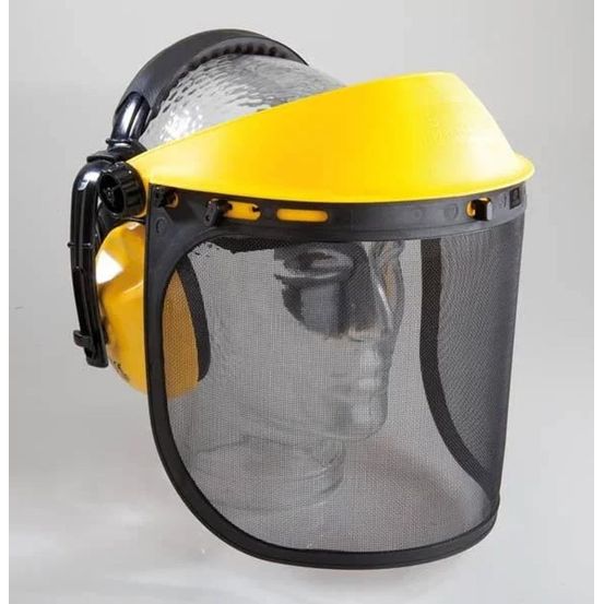 Protection auditive et faciale, avec visière en fil métallique