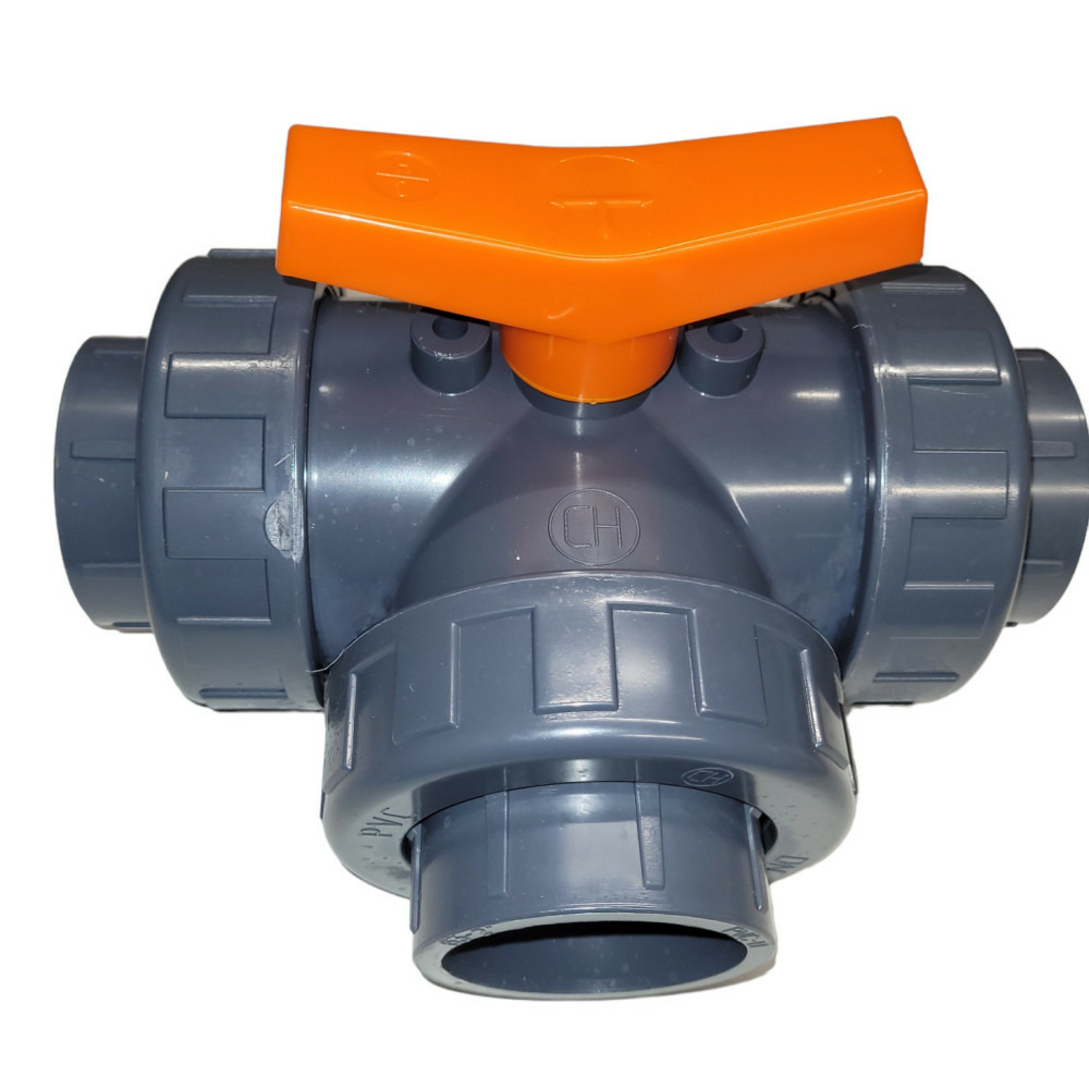 Vanne pvc 3 voies t, diamètre 40 mm