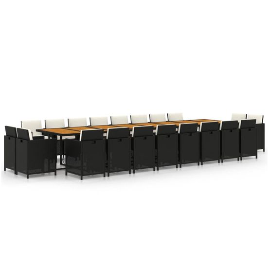 Ensemble à manger de jardin 21pcs coussins noir résine tressée