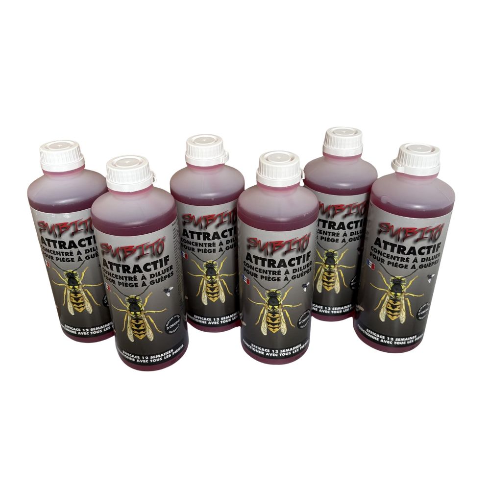 Pack de 6 attractif subito pour piège à guêpes, frelons & mouches 500 ml