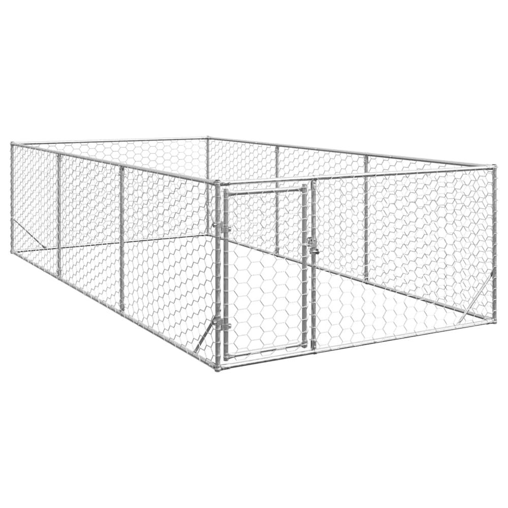 Grand enclos parc pour chien 2x4x1m acier galvanisé porte verrouillable