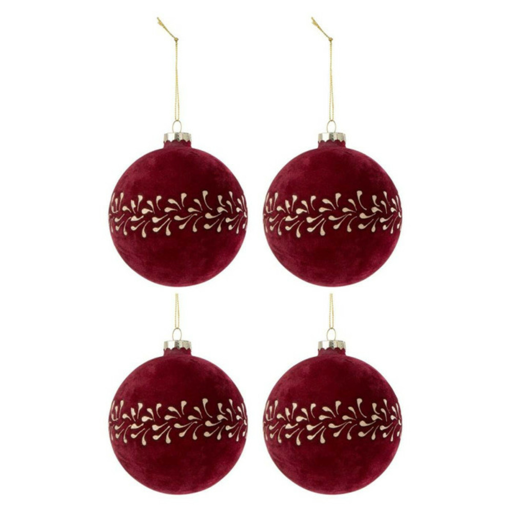 Lot de 4 boules de noël velours 