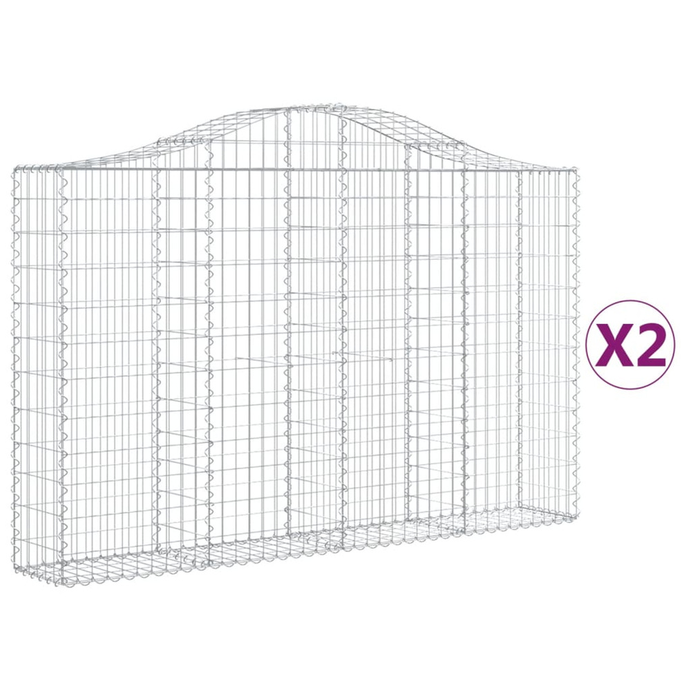 Paniers à gabions arqués 2 pcs 200x30x120/140 cm fer galvanisé