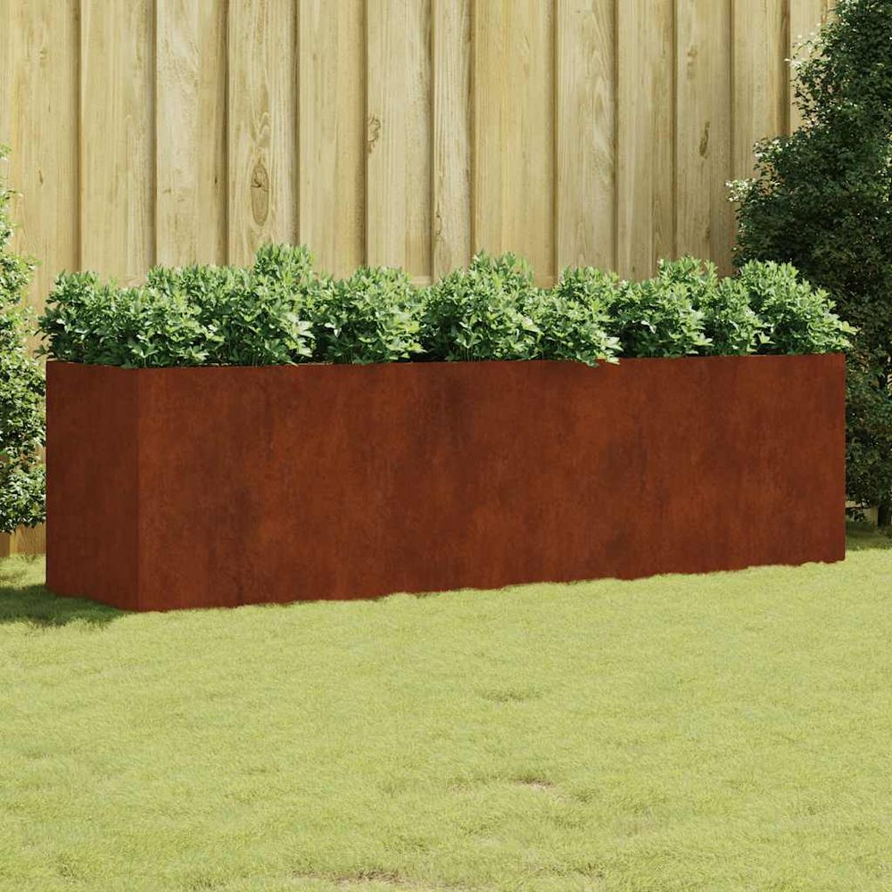 Très grande jardinière acier corten 280x80x80 cm