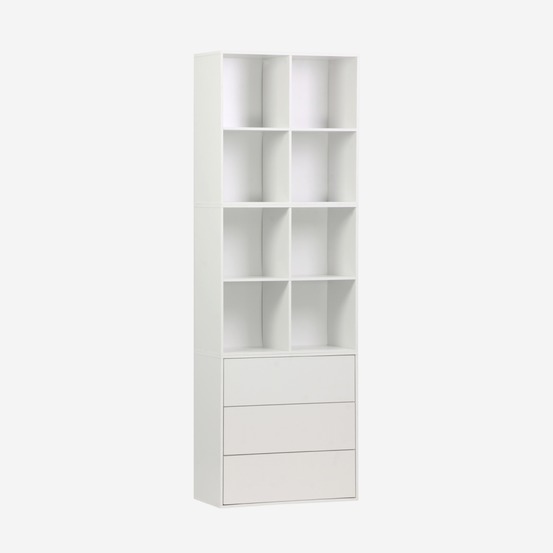 Etagère, bibliothèque modulable décor bois 3 éléments - 3 tiroirs 8 niches l 70 x p 35 x h 210cm - kompo