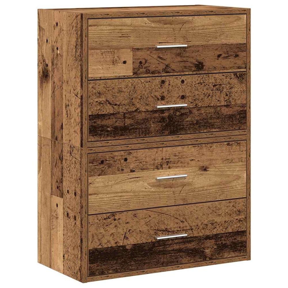 Armoires avec 4 tiroirs 2 pcs vieux bois bois d'ingénierie