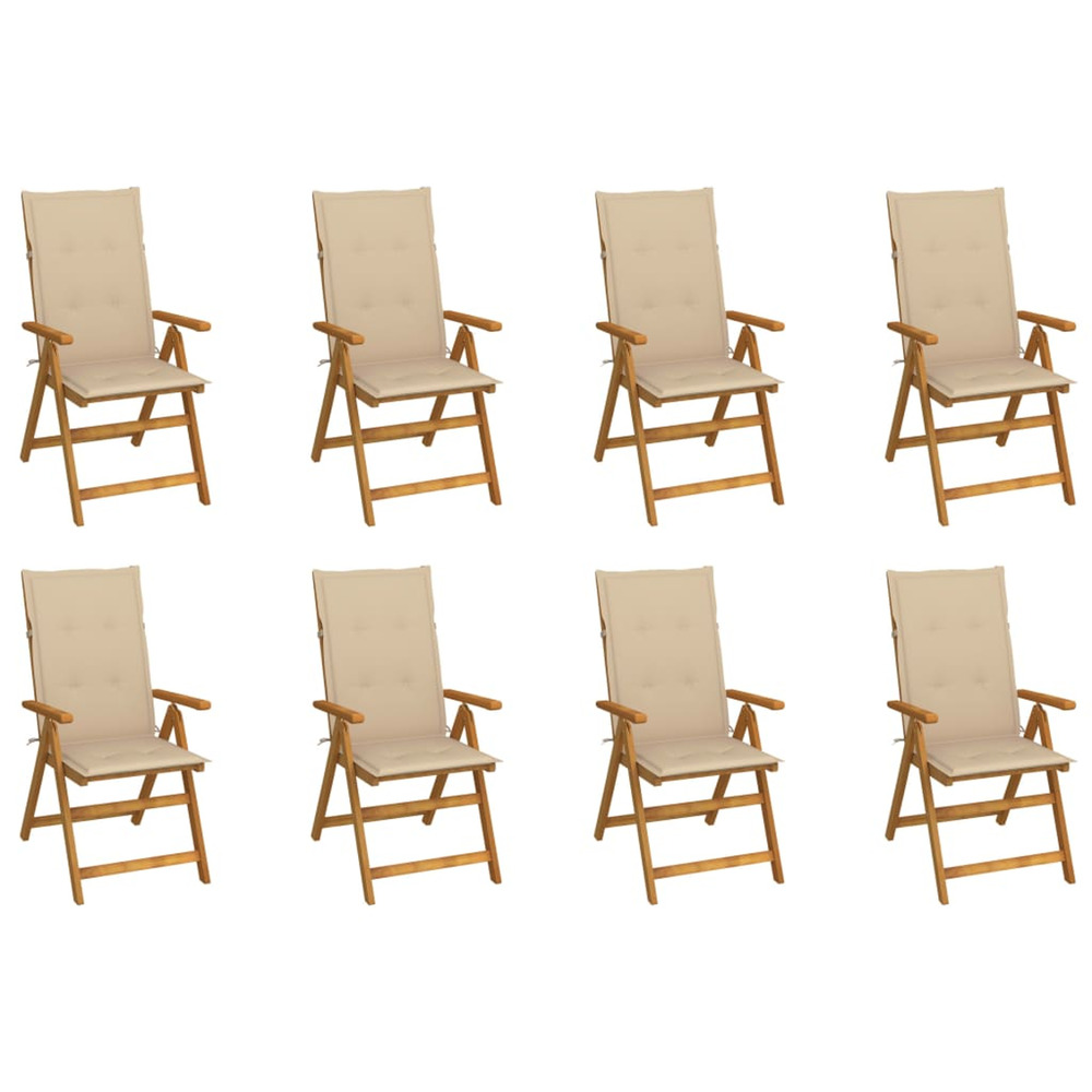 Chaises pliables de jardin avec coussins lot de 8 bois d'acacia