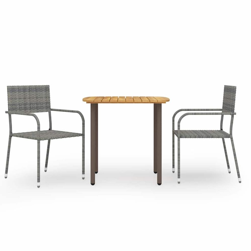 Ensemble à manger de jardin 3 pcs résine tressée gris