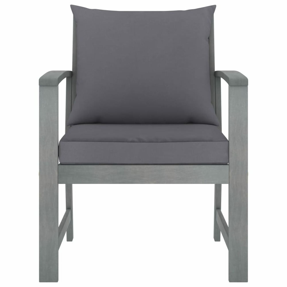 Chaises de jardin lot de 2 avec coussins gris foncé bois acacia