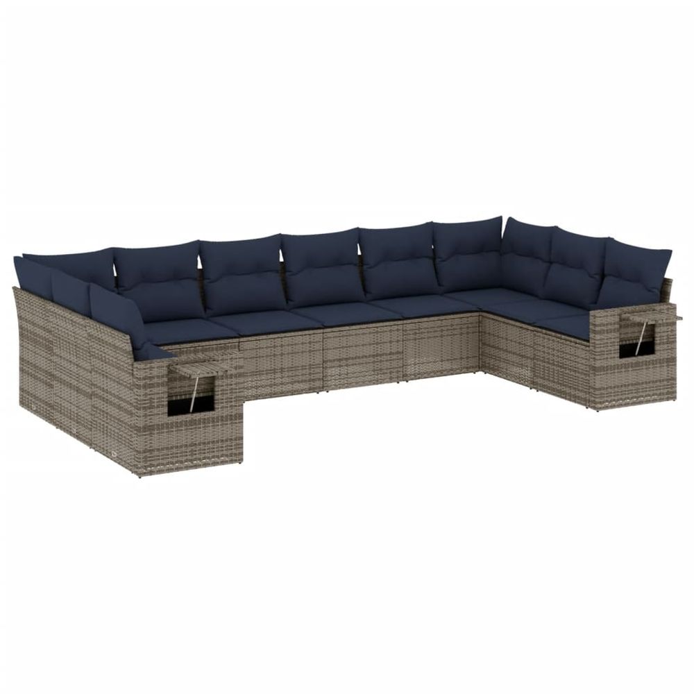 Ensemble de canapé de jardin 10 pcs avec coussins gris