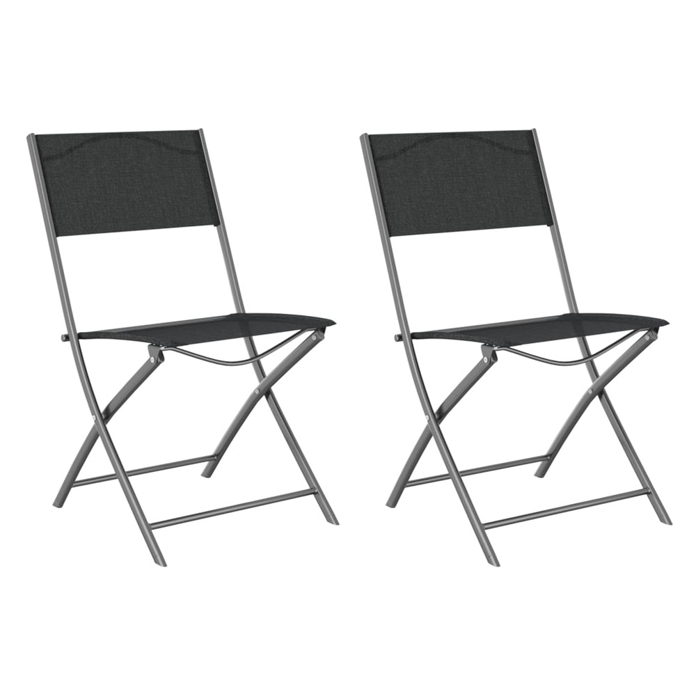 Chaises d'extérieur pliables lot de 2 noir acier et textilène