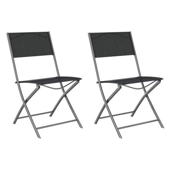Chaises d'extérieur pliables lot de 2 noir acier et textilène